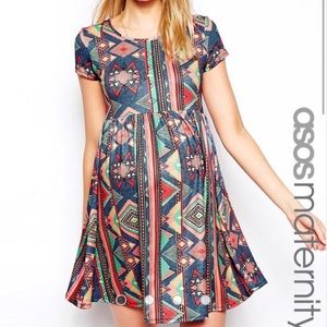 ASOS Maternity Skater Dress in Geo-Tribal Print